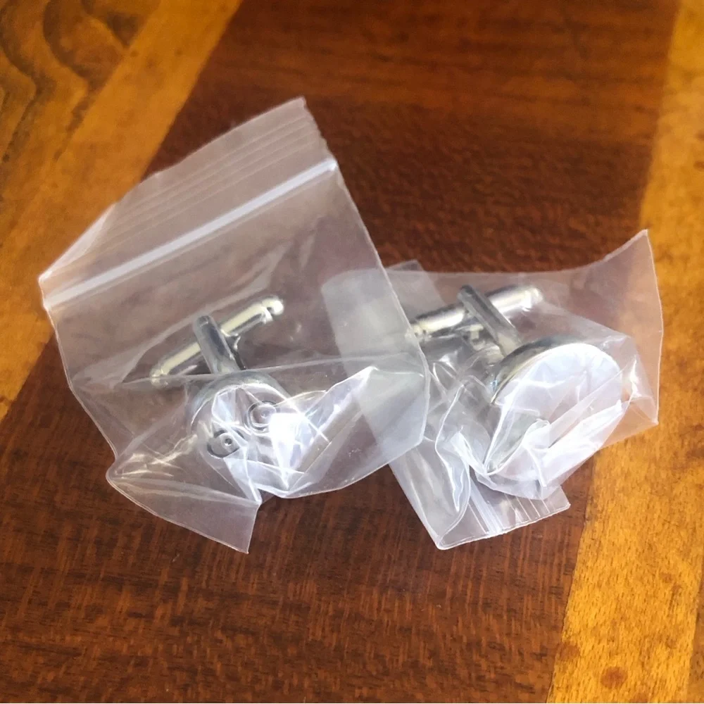 Men’s Pac Man & ghost 80s video game novelty silver cuff links
